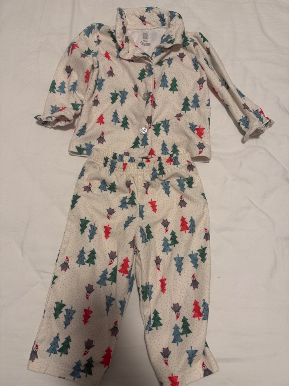 Baby Christmas Holiday Tree & Owl Pajama Set with Red, Green 12-18months